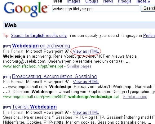 Náhled výsledků z Google – webdesign filetype:pdf